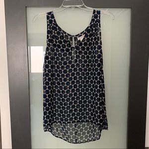 Club Monaco sheer v neck dot blouse